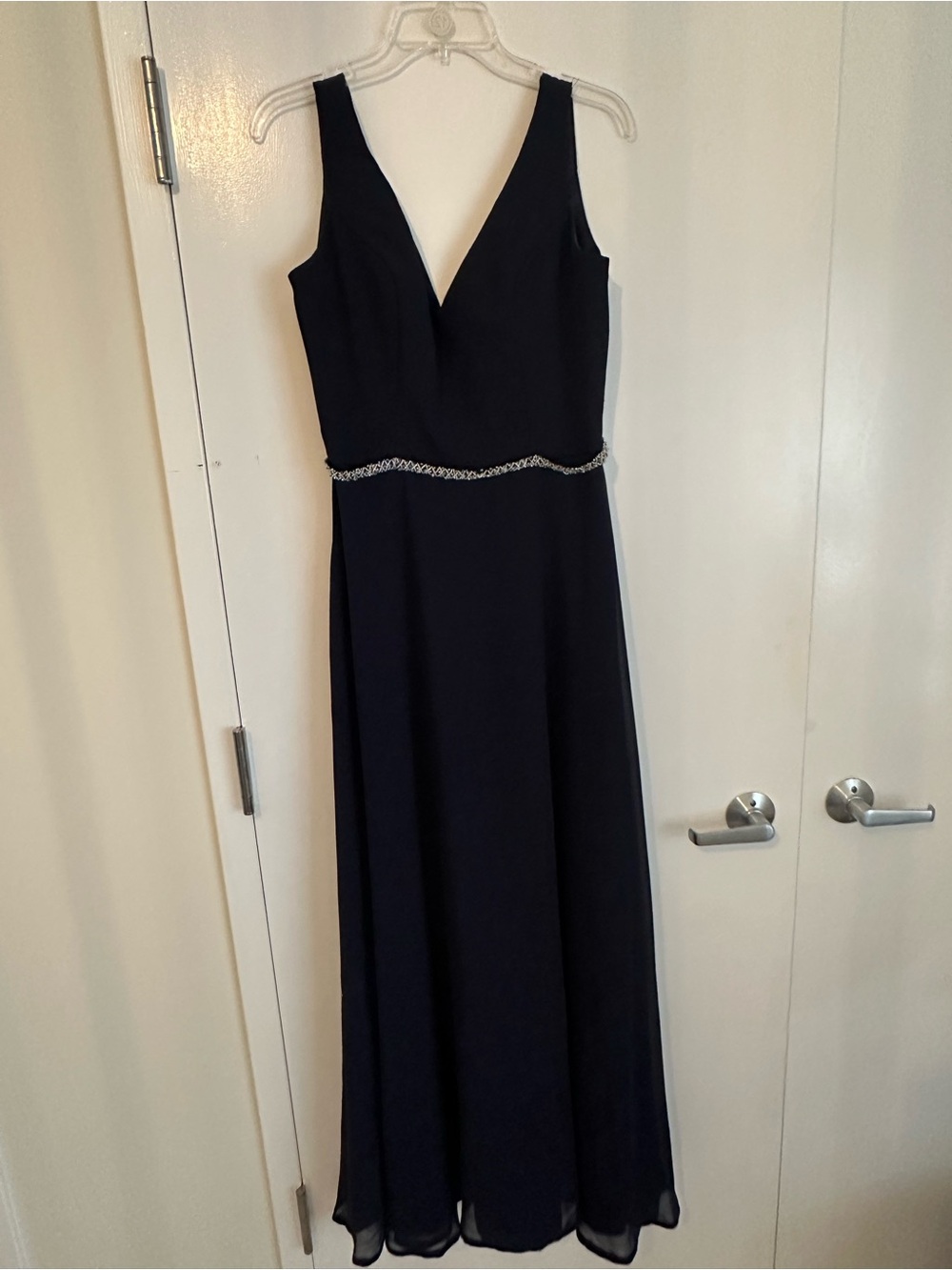 Mori Lee Navy Blue Bridesmaid/Maxi Dress with Beaded Waist